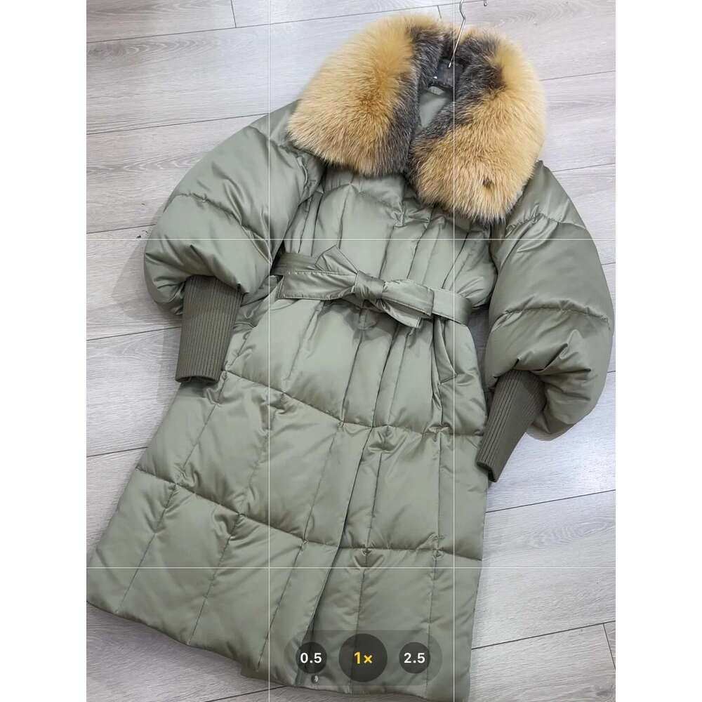 2025 New Real Big Fox Fur Collar Winter Jacket Women Natural X-Long Loose Thick Warm 90% Goose Down Coat Outerwear Streetwear
