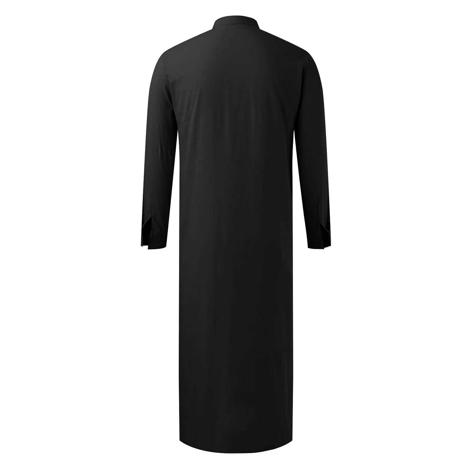 Men Button Islamic Muslim Robe Middle East Arabic Long Sleeve Jubba Thobe Side Slit Button Long Robes Pakistani Dubai Kaftan X250514