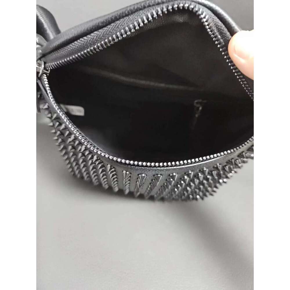 2025 Double Zipper Black PU Leather Fanny Chest Waist Bum Bag For Women*Men