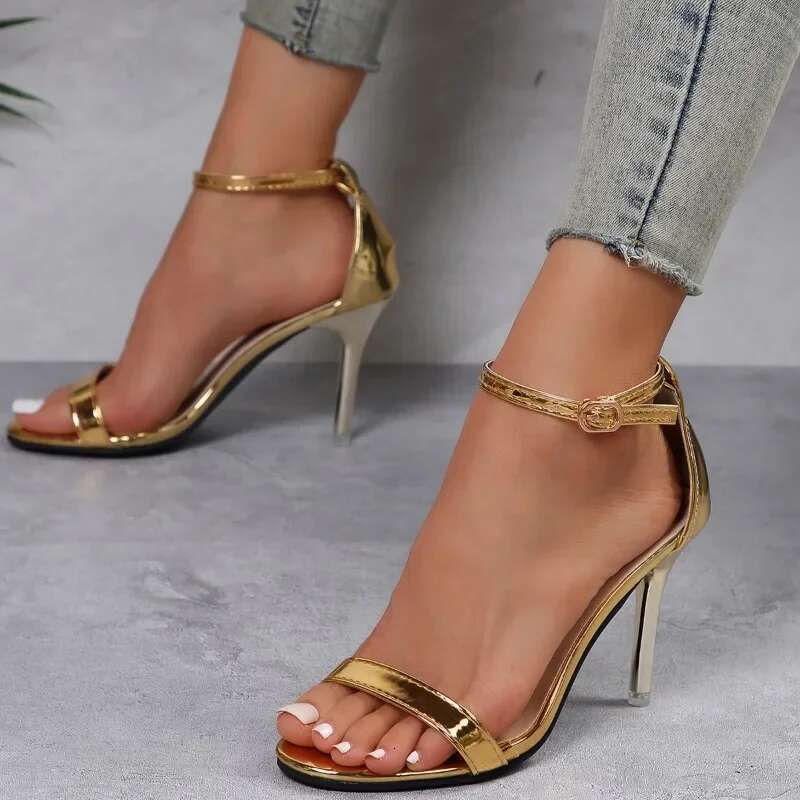 Summer Open Toe Solid Color Simple Elegant Fashion Sandals for Women New Sexy Pin Buckle Comfortable Banquet Party High Heels