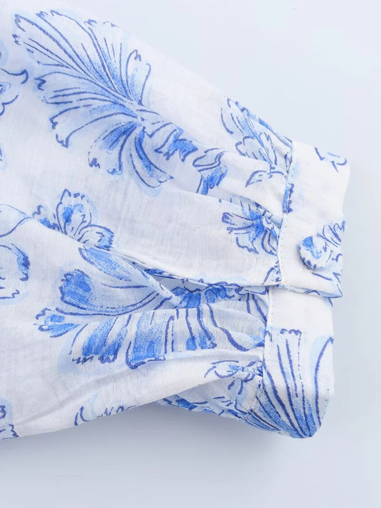 ZAJIA 2005 womens clothing European and American style French ruffles layered decorative print shirts 250514