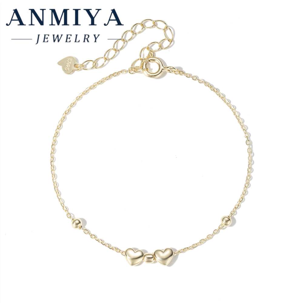 Valentine S925 Silver Jewelry Romantic Heart Bead Bracelet, Heart Shape Jewelry for Anniversaries