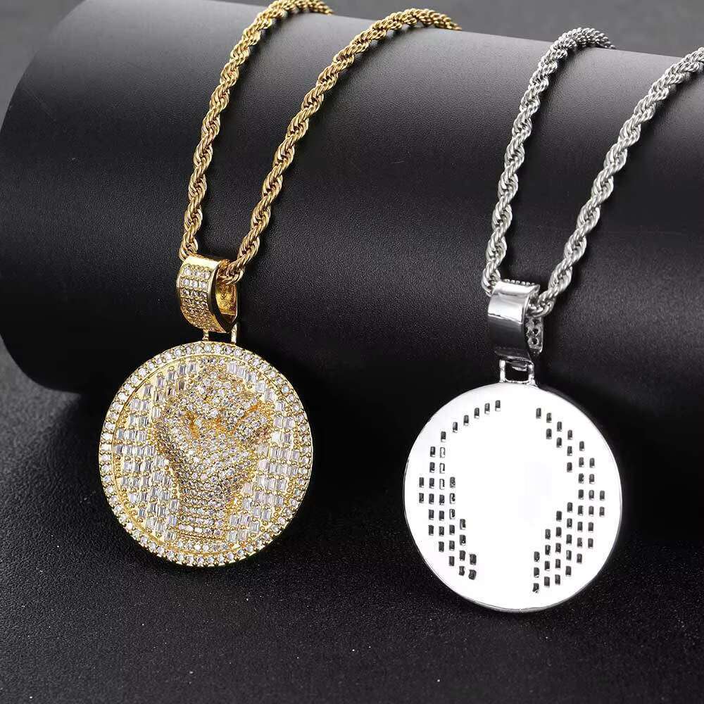 Hip Hop Iced Gold Plated Fist Coin Pendant Necklace