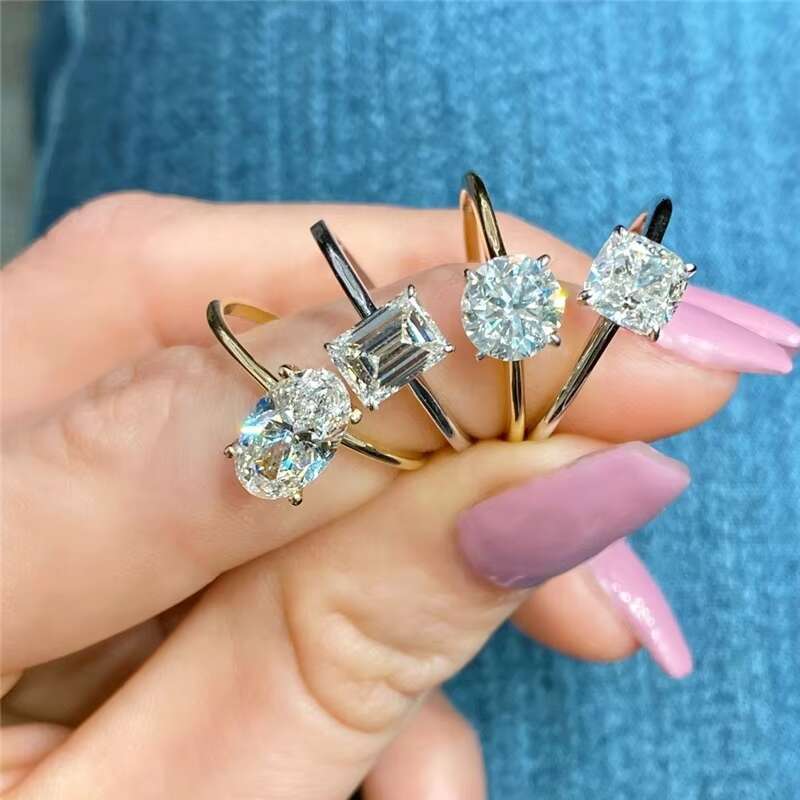 Personal Use 10k Real Gold Engagement Ring Jewelry Fancy Cut Vvs1 Moissanite Women Wedding Band Ring