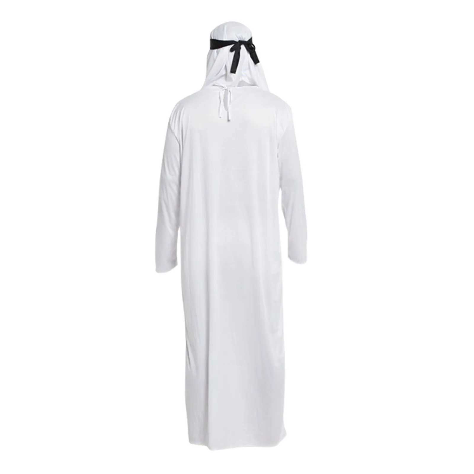 2025 Male Outfits Arab Uae Robe For Men Long Sleeves Arab Muslim Middle East Crew Neck Dubai Thobe Long Abaya With Headband Strap X2505141