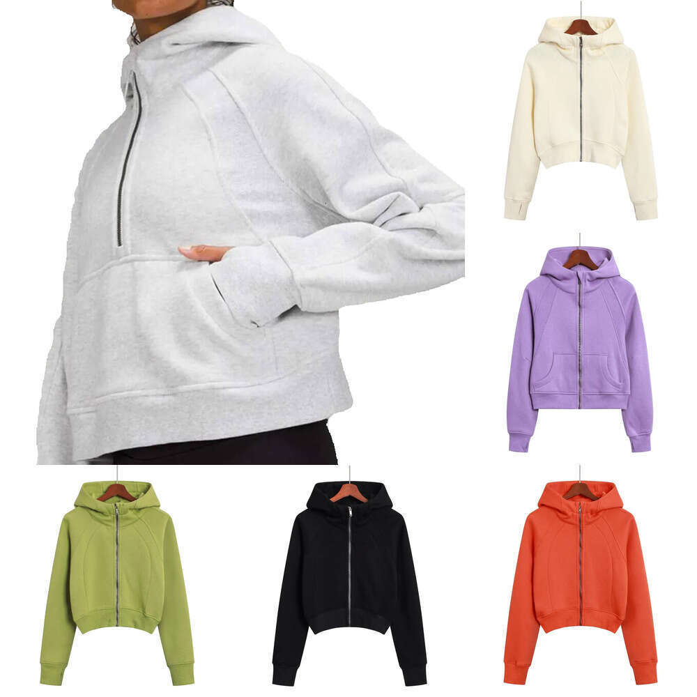 Women Hoodies Full Zip Plush Fleece Jacket Yoga Sports Gym Running Workout Casual Leisure Outerwear Warm Soft Cozy Winter Hoodie