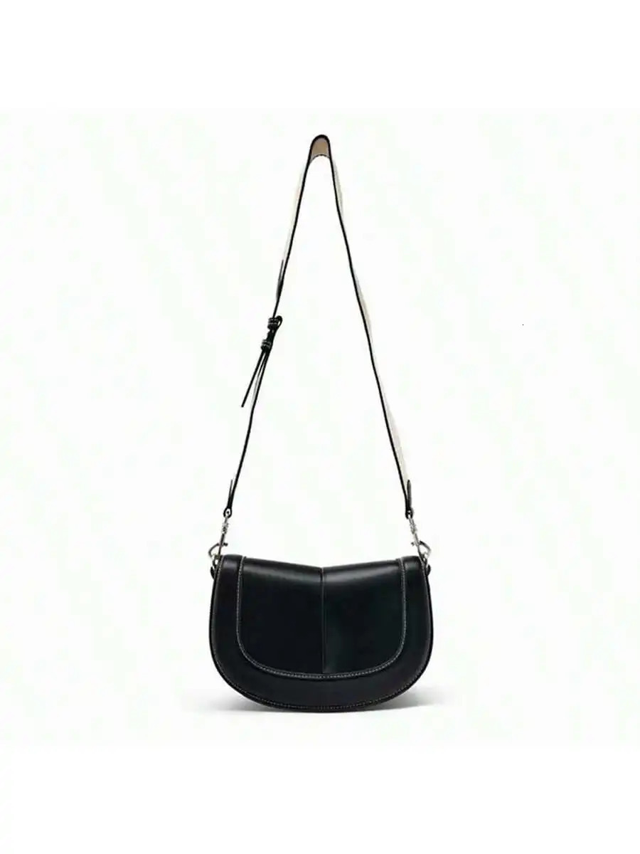 Brown premium wide shoulder strap single crossbody bag for commuting and leisure saddle women 250514
