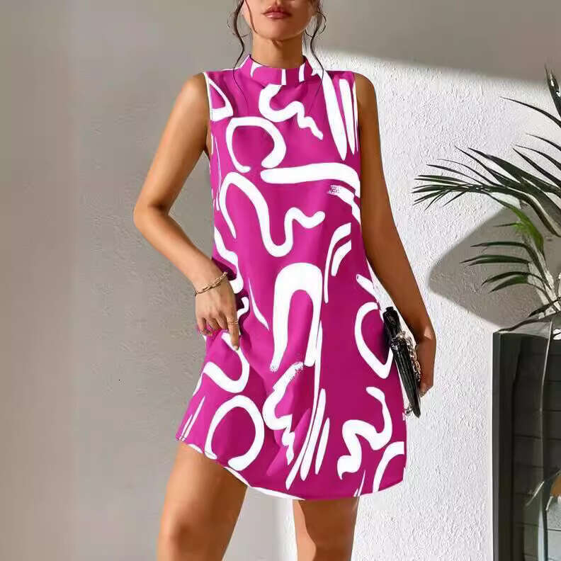 Women Clothes Dress New Women S Fashion Printed Round Neck Sleeveless Dress KQ