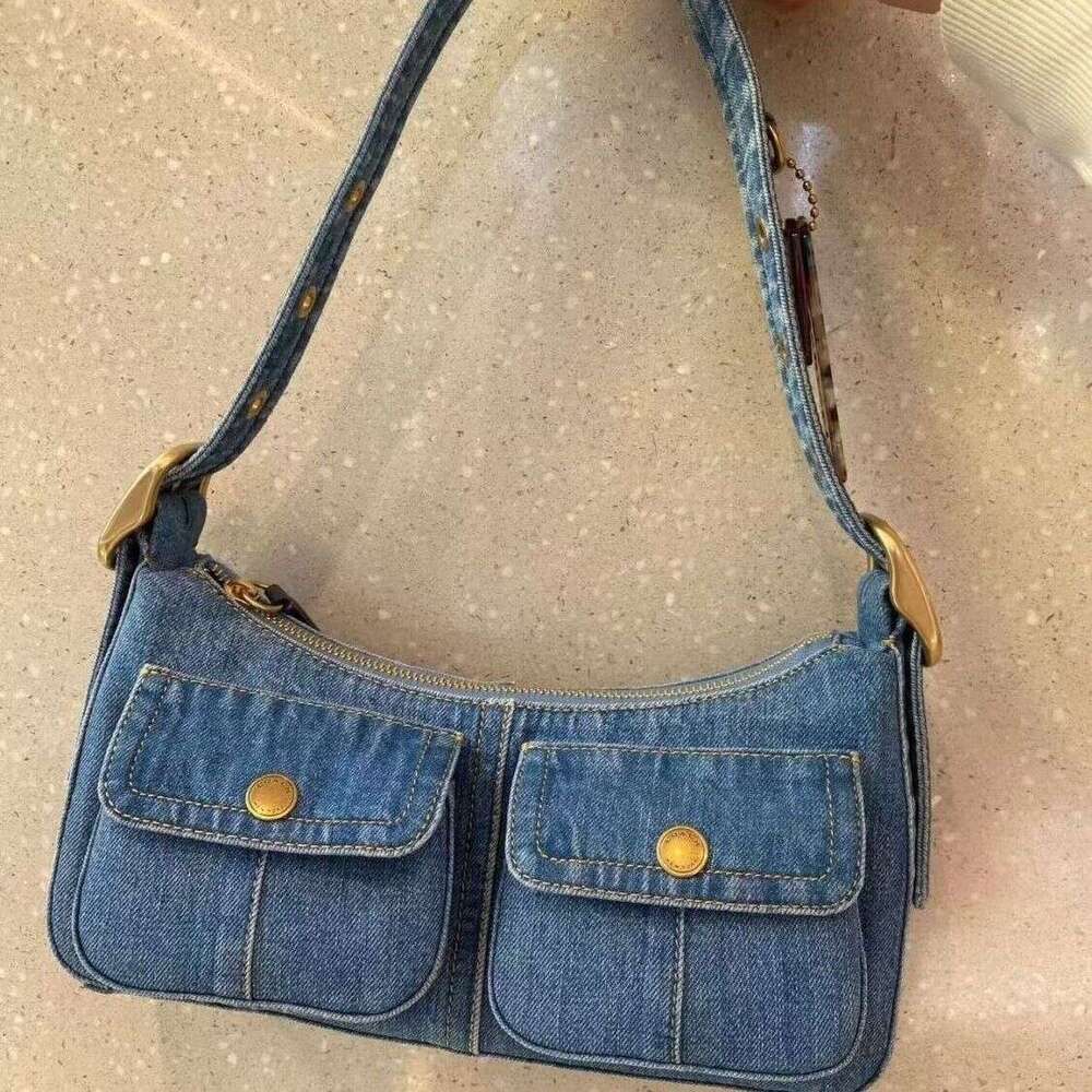 High end large capacity 2025 new fashionable underarm denim niche commuting crossbody bag single shoulder