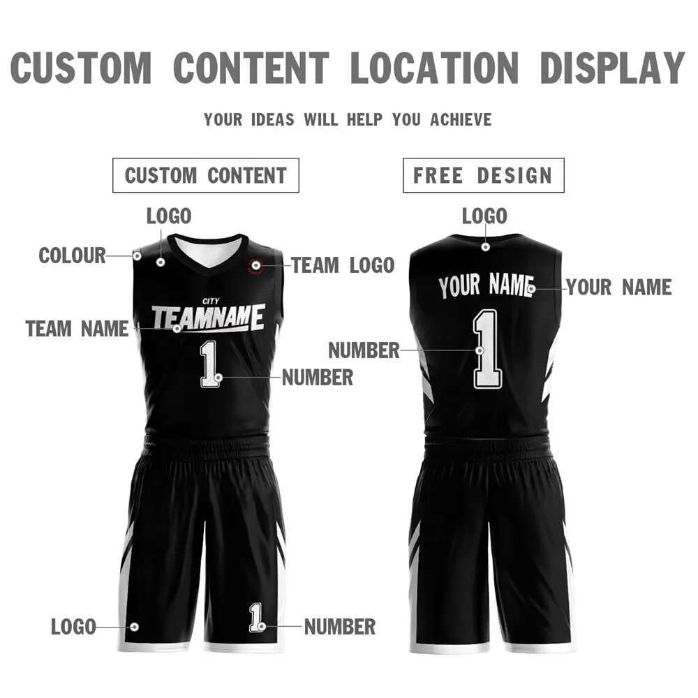 Custom Reversible Basketball Jersey Uniform Customize Printed Personalized Name Number Sportswear Big Size Kid Sizes