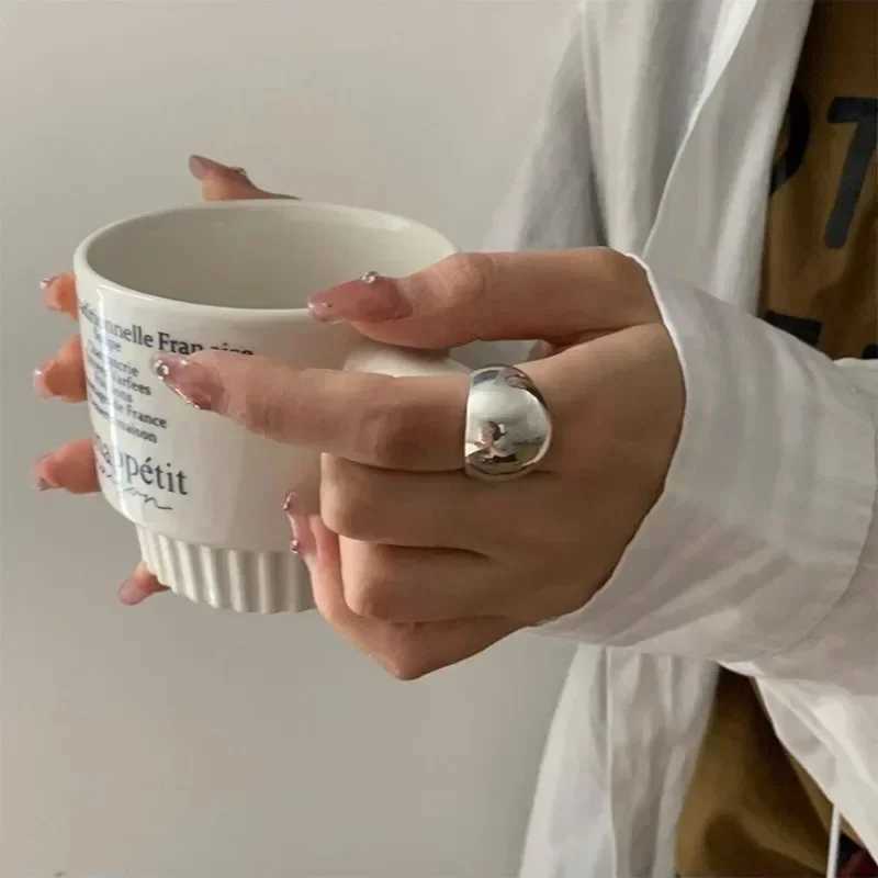 925 Sterling Silver Smooth Ring for Women Gift Personality Punk Creative Adjustable Minimalism Jewelry DropshippingXJ250514