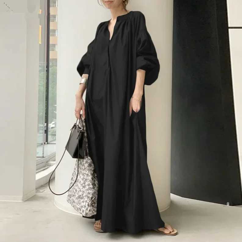 2025 Spring Cotton Linen Women Dress White Pocket Long Dresses Female Spring Trendy Elegant Casual Korean Fashion Clothes LadiesXJ250514