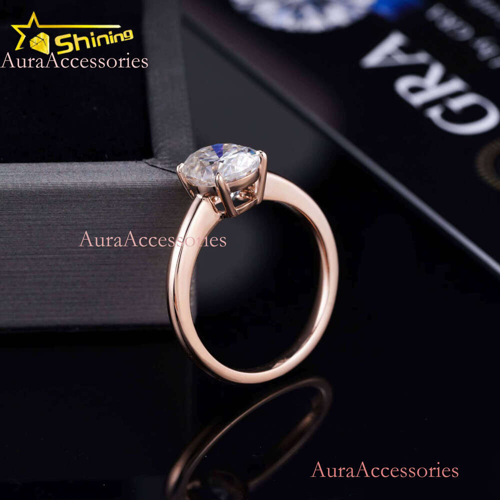 Lab Grown Engagement Rings 14K Solid Rose Gold Salitaire Dias Plain Band Symple Design Ring