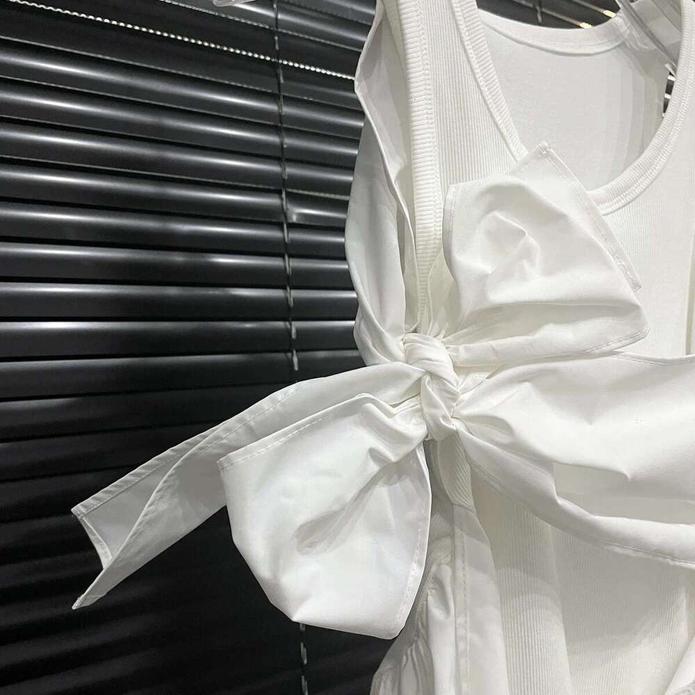 Getspring Women Tanks 2025 Spring Summer Three Dimensional Bow Decorative Sleeveless Slim White Tops All Match Fashion Vest New