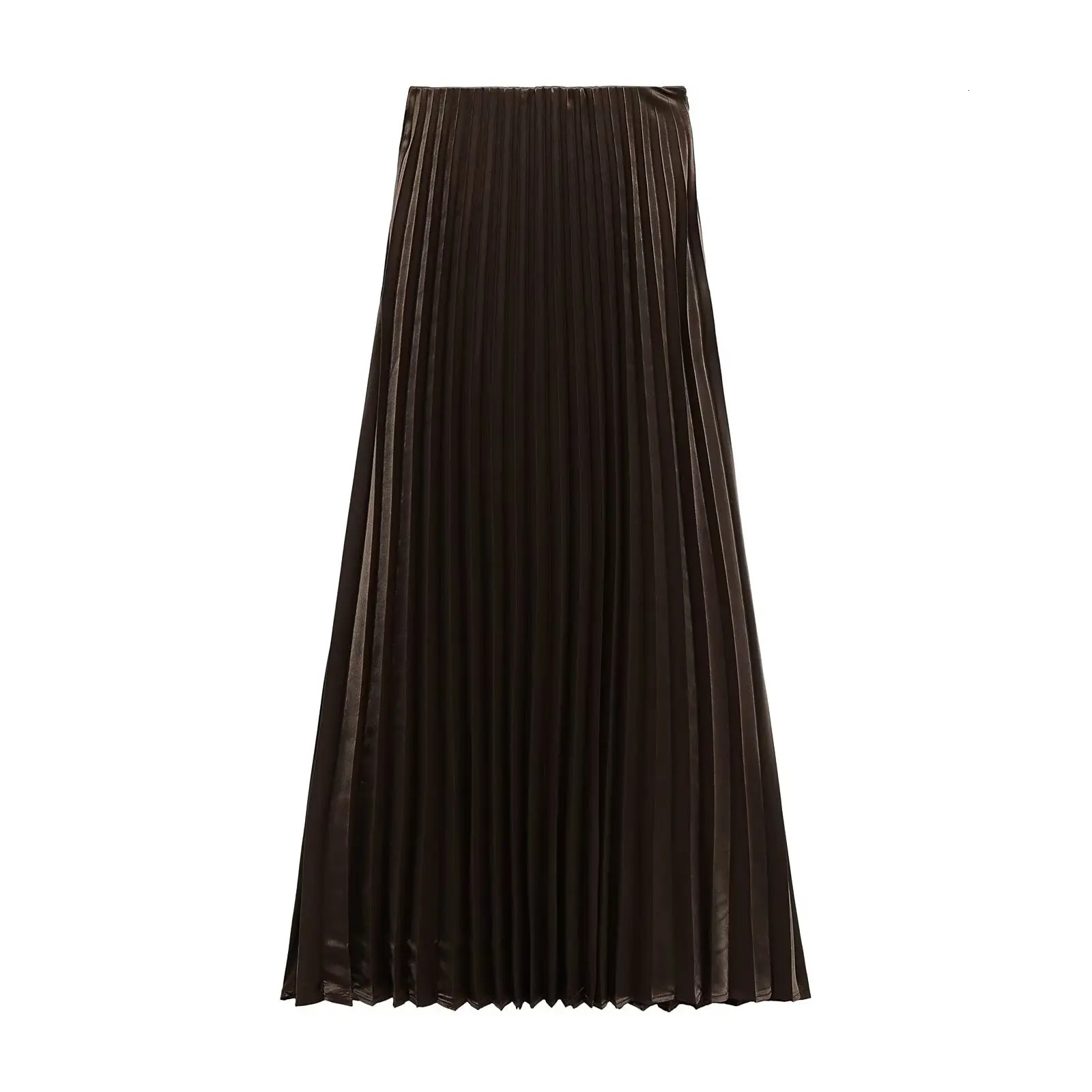 European and American style temperament versatile satin texture high waist pleated skirt 250514