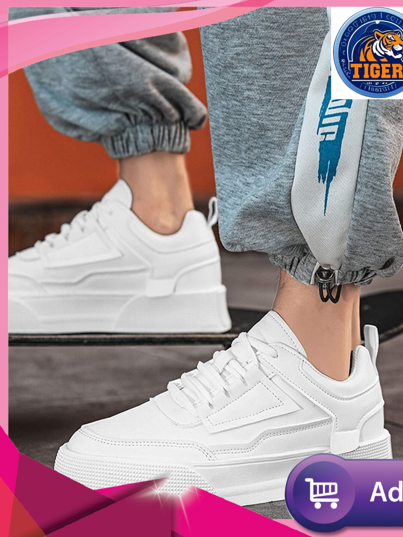 Ddmytiger Sporty White Sneakers For Men Minimalist Detail Lace Up Front Skate Mens Casual Shoes Outdoor