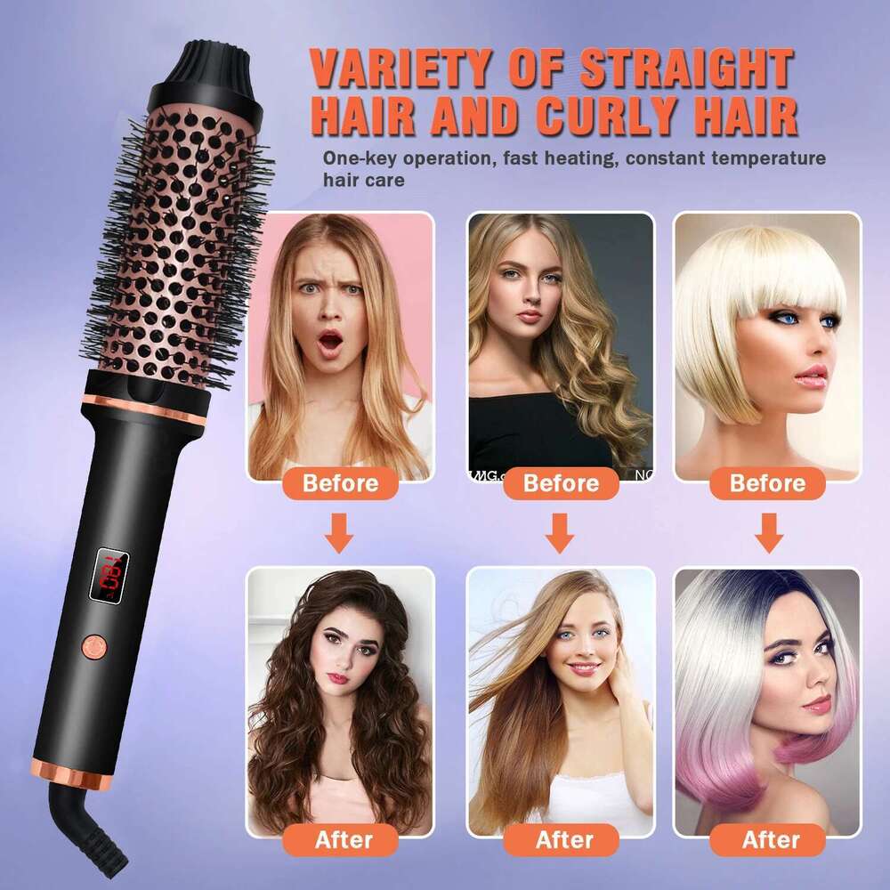 Professional 3 In 1 Fast Heat Curly Iron Tools Devices Speeds 410 F Multifunctional Hair Styling Appliances Brush for Women