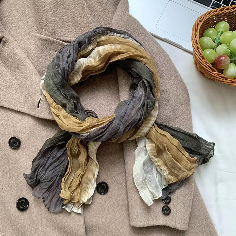 T708 scarf shawl high-end 2025 new style outer wear fashionable splicing warm multi-purpose scarf tie-dye shawl
