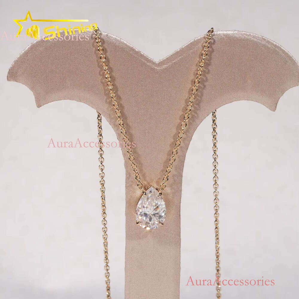 Women Classic 1CT 18 Yellow Gold IGI Report Lab Grown Pear Dia Necklace