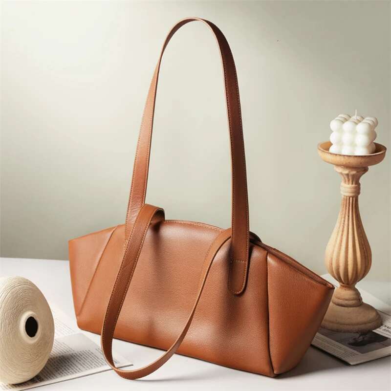 Hifashion 100% Real Genuine Leather Large Tote Shoulder Bags For Women 2025 Designer Trapeze Shopper Work Ladies Handbags