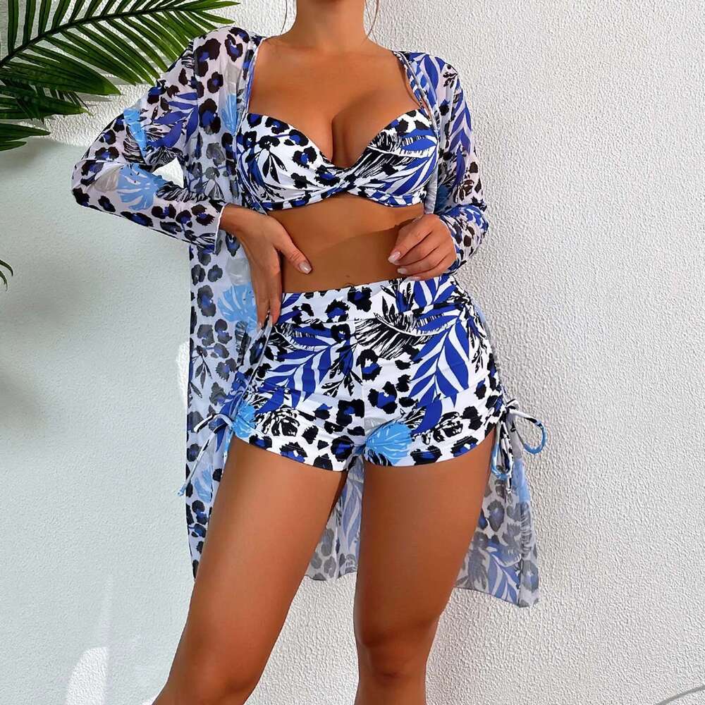 New 3Piece Bikini Sets High Waist Swimwear Women Push Up Swimsuit Biquini Cover Ups Bathing Suit Beach Wear Summer Female