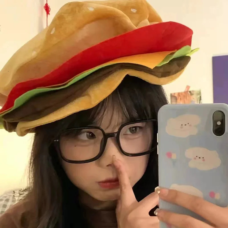 Funny Fast Food Fancy Hat Women Kids Hamburger Cheeseburger Shaped Carnival Halloween Christmas Party Dress Up Costume 250514