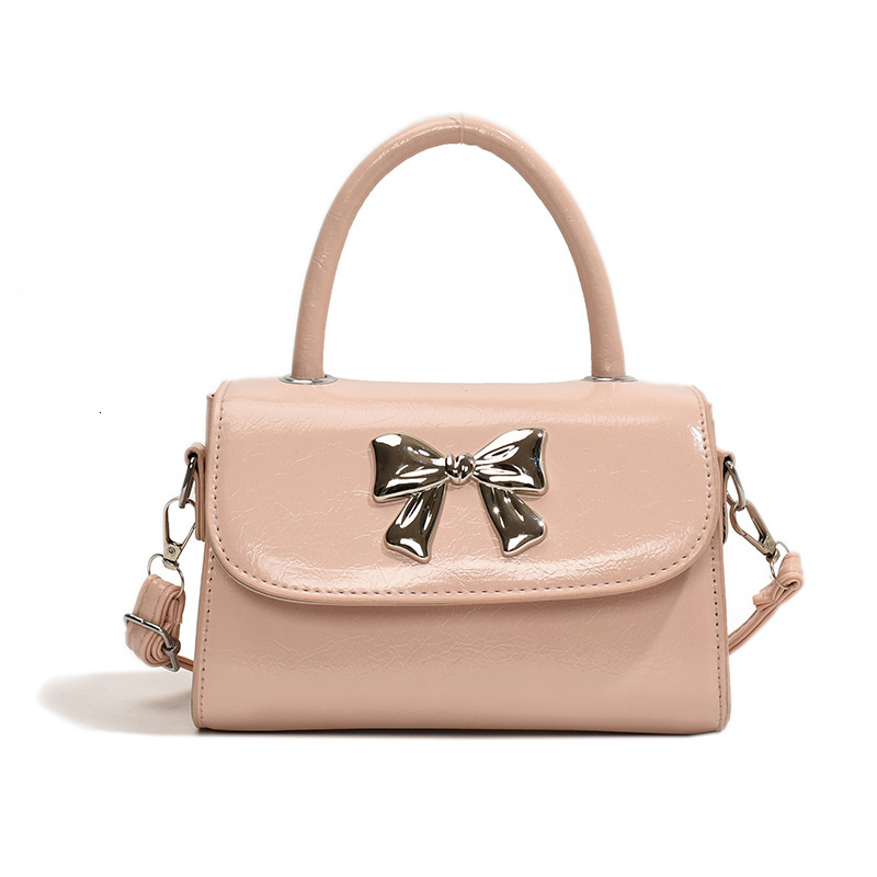 2025 New Free Delivery Designer's Bag Pink Hand-held Bow For Women New Summer Single Shoulder Crossbody Bag Niche Fashion Cute Small Square Bag