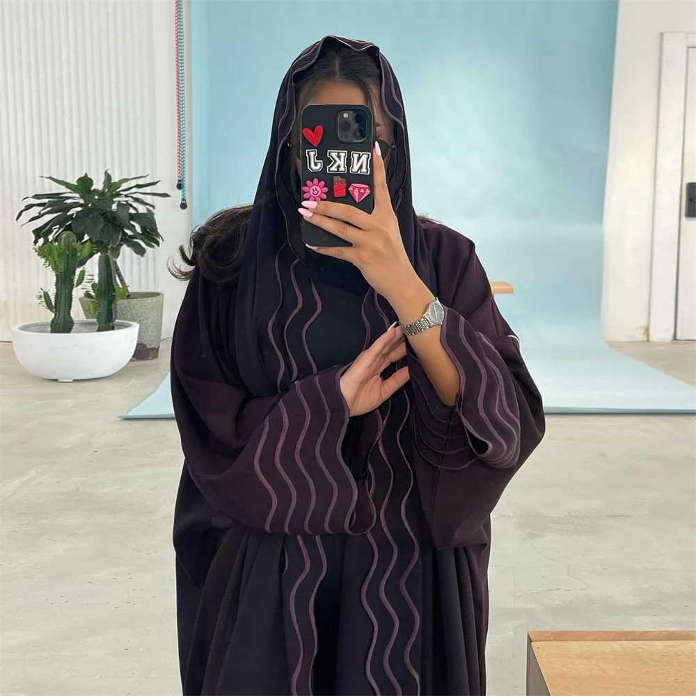 Dubai Arabic Hijab Dress Women Muslim Open Abaya Kimono Cardigan Scarf Robe Eid Ramadan Marocain Kaftan Femme Musulmane Jalabiya X2505141