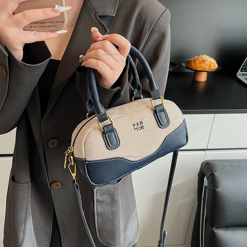2025 Free Shipping Designer Bag Women's Handbag New Fashion Casual Linen Splicing Handheld Small Square Bag Crossbody Bag Mini Student Phone Bag 