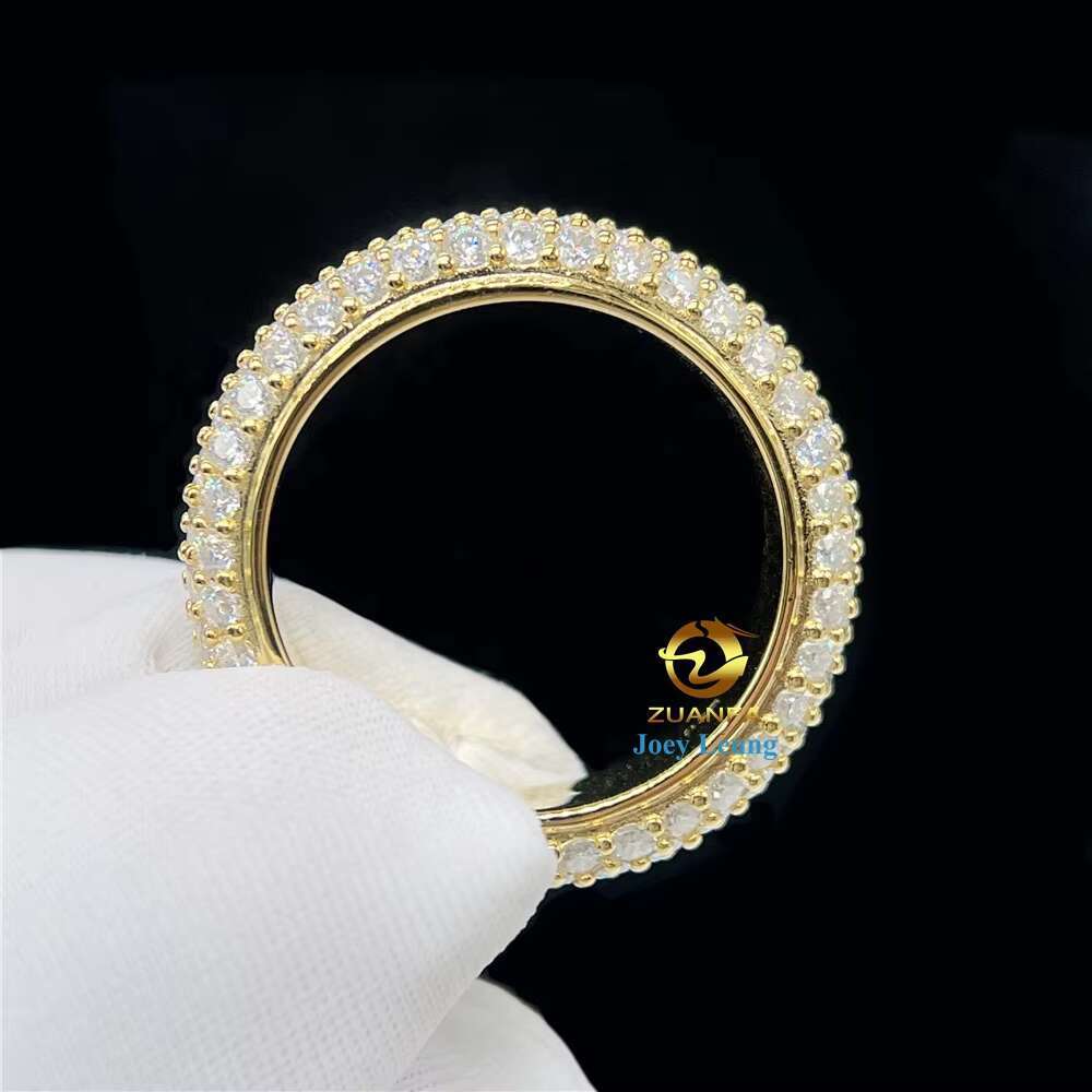 5 Rows Stone 925 Sterling Silver 14K 18K Gold Plated Iced Out Jewelry VVS Moissanite Eternity Band Rings