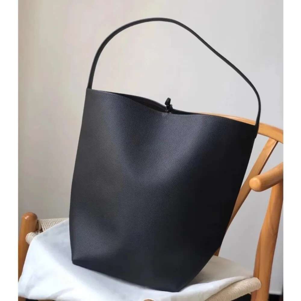 PU Leather Large Capacity Water Bucket Lychee Patterned Cowhide Commuting Tote Bag, Hand-held Leisure Bag for Women