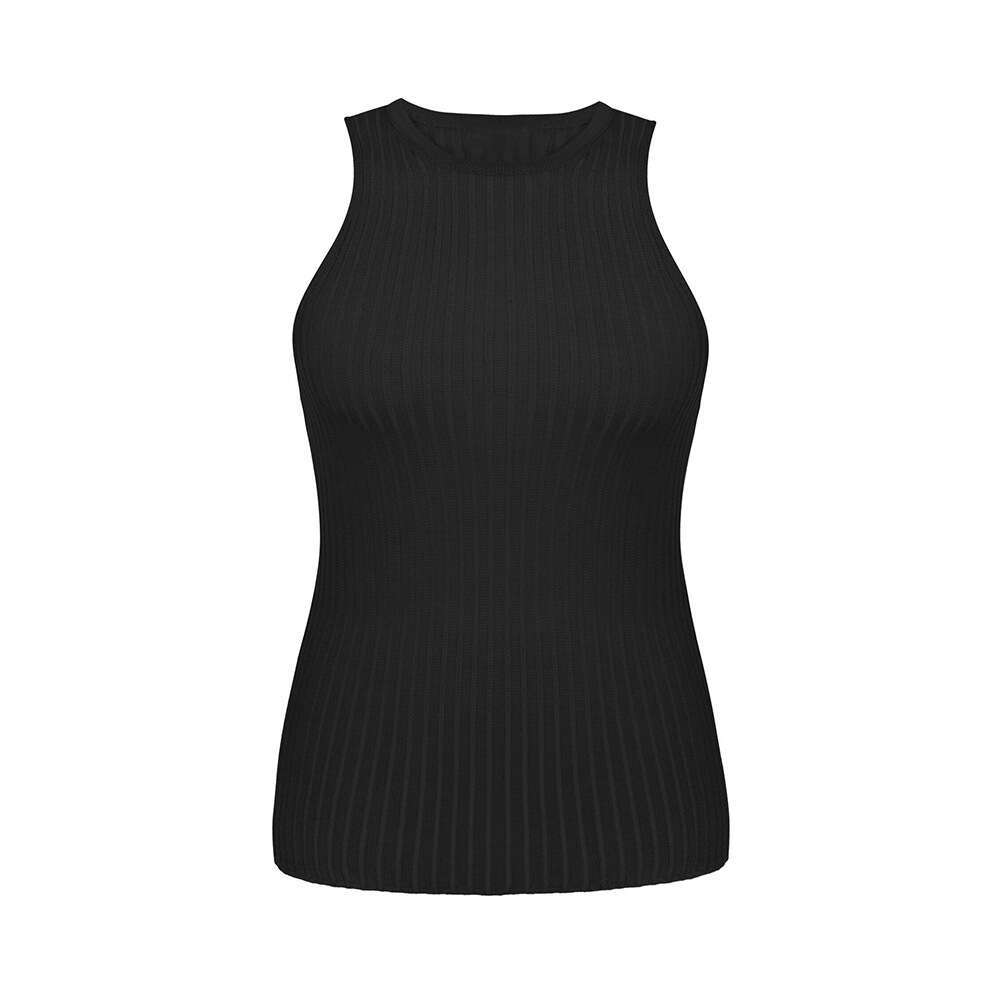 Women's Wear Knitted Summer Sexy Hot Girl Pit Stripe Hollow Vest Slim Fit Sleeveless Knitted Top