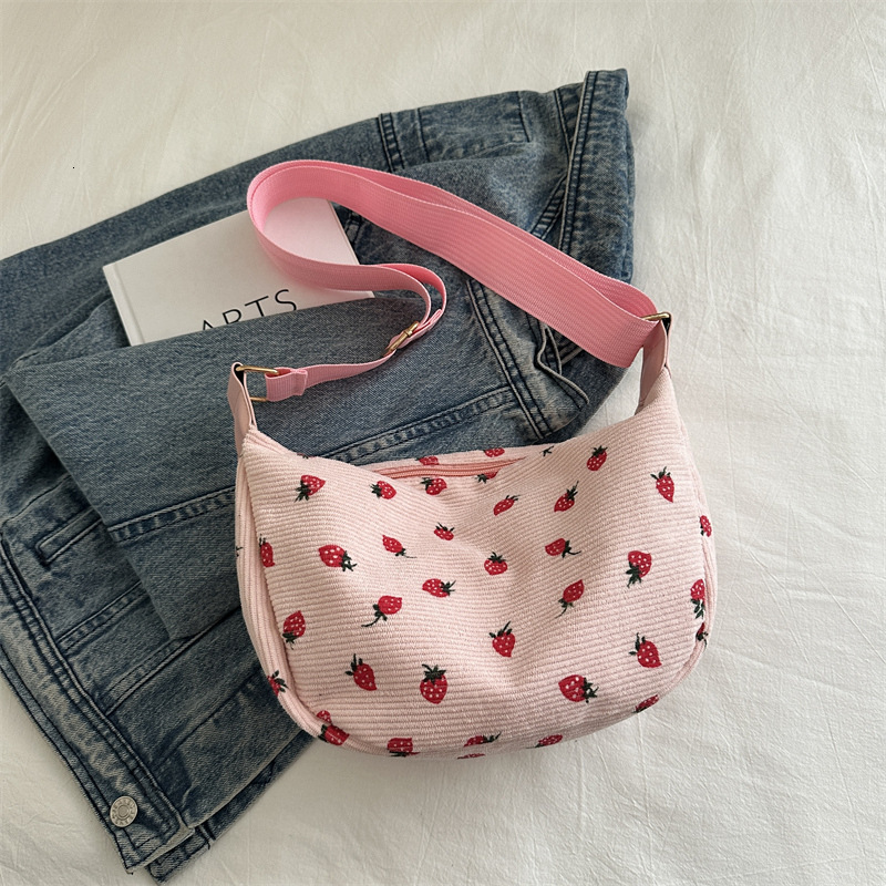 Free Delivery Designer Bag Korean Version Cute Strawberry For Women 2025 New Trendy And Fashionable Striped Dumpling Internet Famous Versatile Shoulde