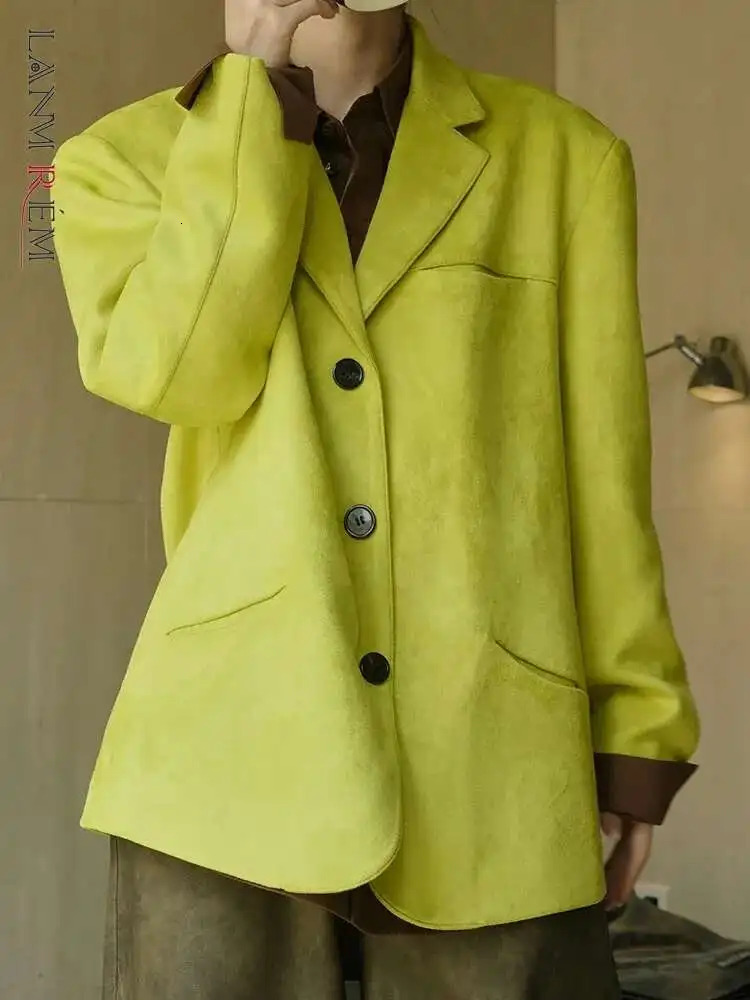 LANMREM Fashion er Blazers For Women Single Breasted Long Sleeve Temperament Simplicity Jackets 2025 Autumn 26D6799 250513