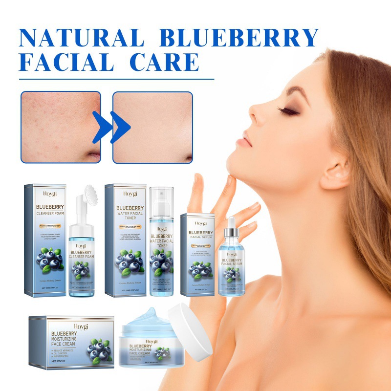 Hoygi Blueberry Facial Set - Facial Deep Cleansing Anti-Wrinkle Skin Care Set