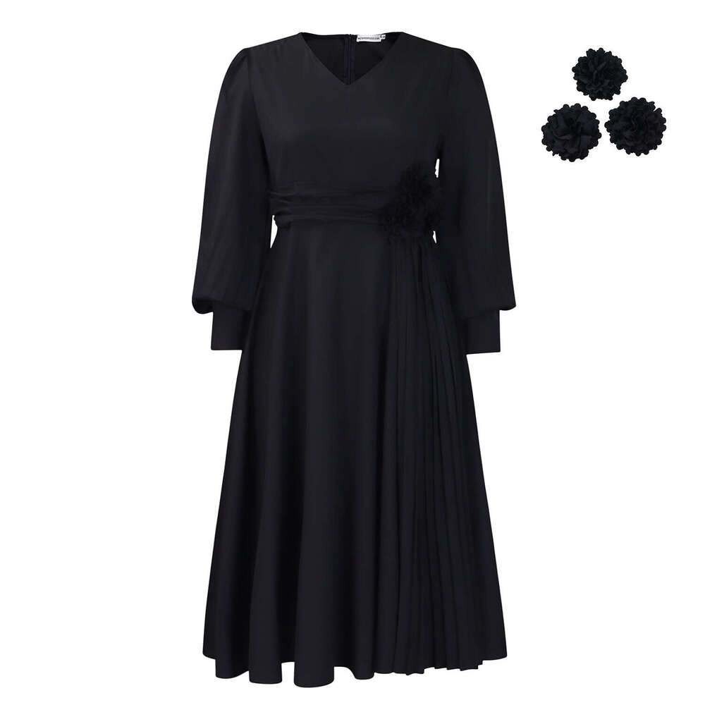 Women's Wear New Spring Fashion Temperament Elegant Solid Color A-Line Skirt Plus Size Dress