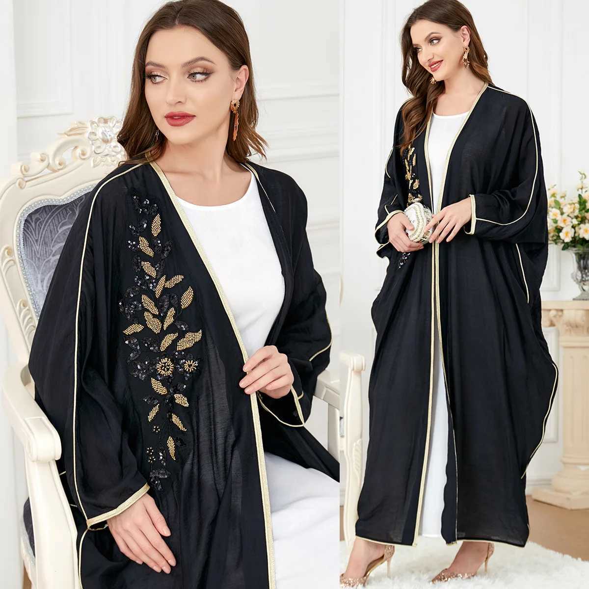Muslim Abaya Dresses Dubai Black Cardigan on The Outside Robes Casual Loose Abayas for Women Moroccan Caftan Dresses for Women X250514