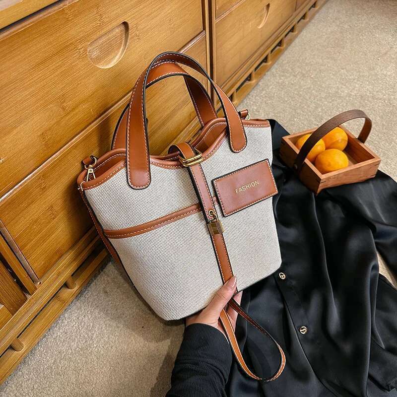 Summer Woven Bucket - Artisan Canvas Convertible Tote, Tactile Crossbody & Scandi Market Tote Styling