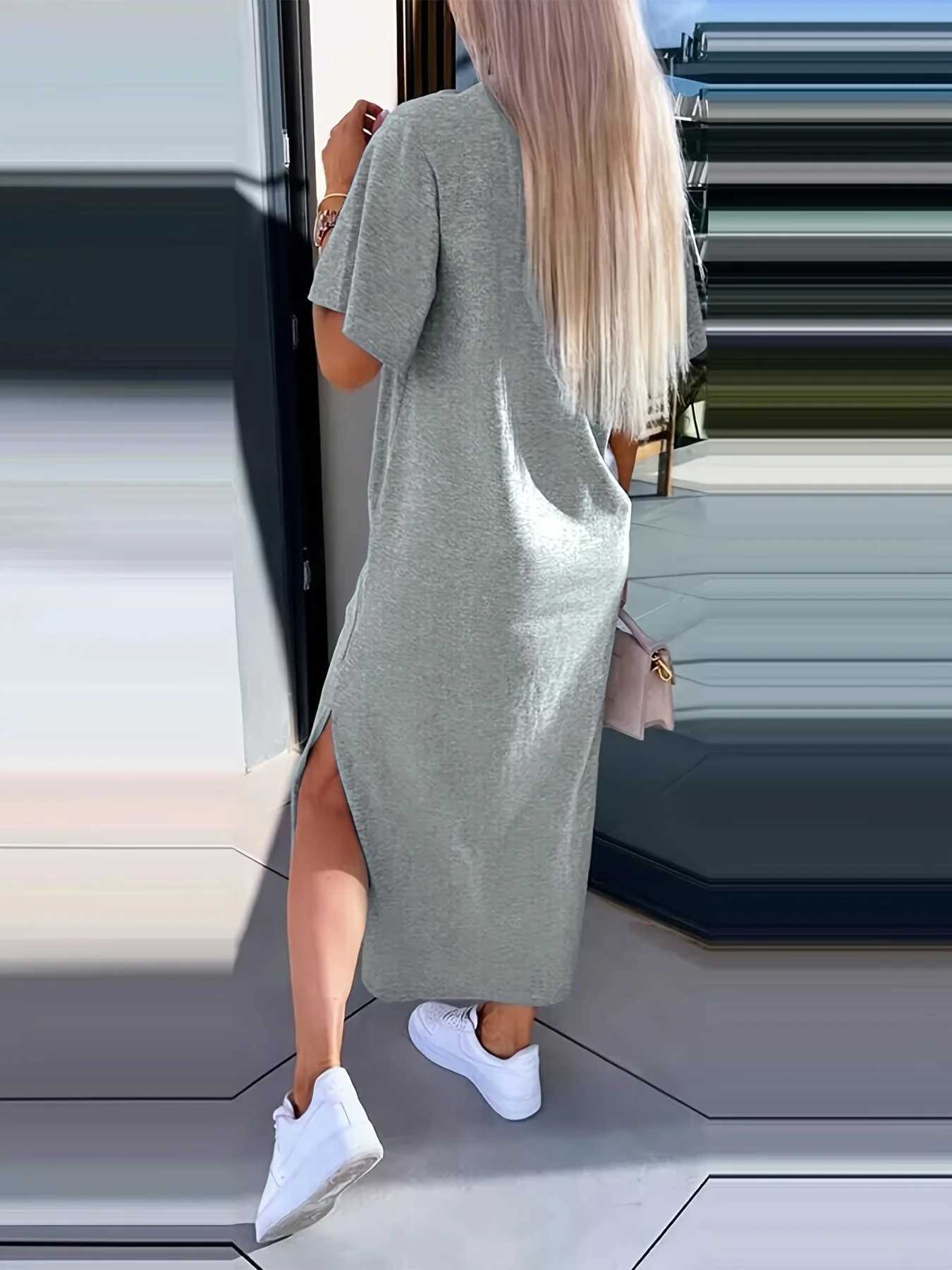 SummerLoose and comfortable long dress with T-shirt dress womens summer clashing dressesXJ250514