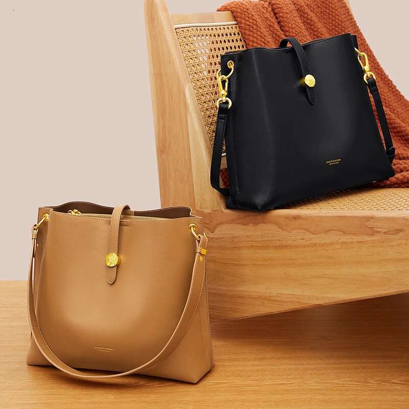 Cnoles Fashion Shoulder Bag Women's Leather Bucket Tote Crossbody with Dual Strap Options Stylish Accessory for Ladies