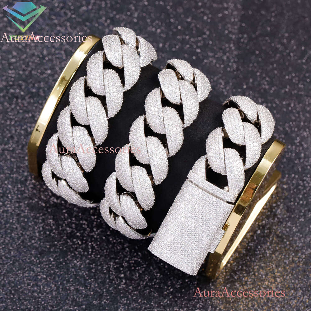 Hip Hop 20mm 5 Rows Dias Iced Out Moissanite S Sier Miami Cuban Link Chain Necklace Men With GRA Certificate
