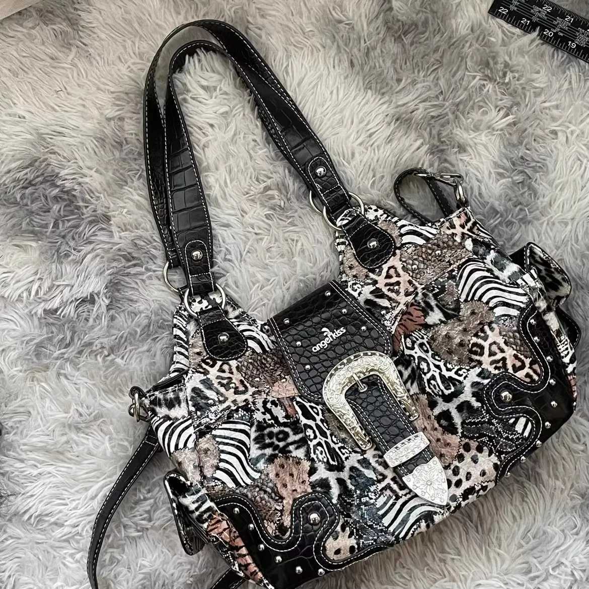 Wen Handbag in Leopard Top-handle Shoder Bag PU Dumpling Pack Mti-pockets Shoder Bags Phe Mey Pack Z250514