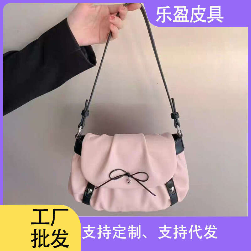 2025 Early Spring Bow New Style Underarm Single Shoulder Fashionable Crossbody Bag, High-End Large Capacity Cloud Tote Bag For Women