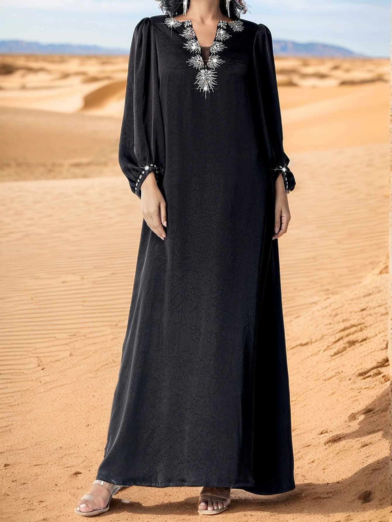 Eid Djellaba Dubai White Abaya Diamonds Muslim Dress Kaftan Maxi Dress Abayas Fashion Women Ramadan Musulman Femme Party Gown X250514
