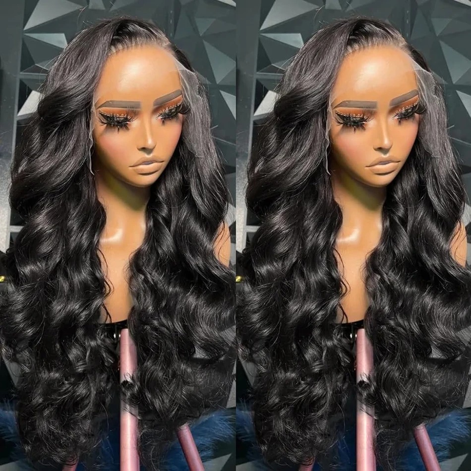 Body Wave 13x6 HD Transparent Lace Frontal Wigs Preplucked 30 40 Inch Black 13x4 Lace Front Human Hair Wig Synthetic Front wigs Glueless Closure