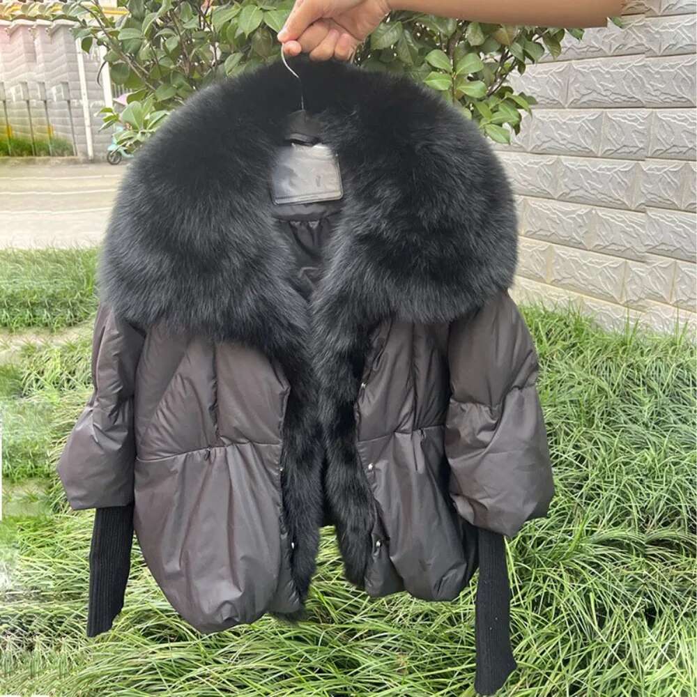 2023 Fashion Autumn Winter Real Fox Fur Collar Thick Women Warm Duck Down Jacket Outerwear New Female Coat