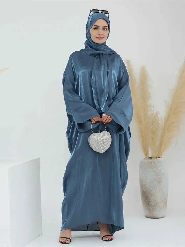 Eid Modest Satin Khimar Abaya Dubai Luxury 2024 Muslim Islam Arabic Abayas For Women Kaftan Hijab Dress Robe Femme Musulmane X250514