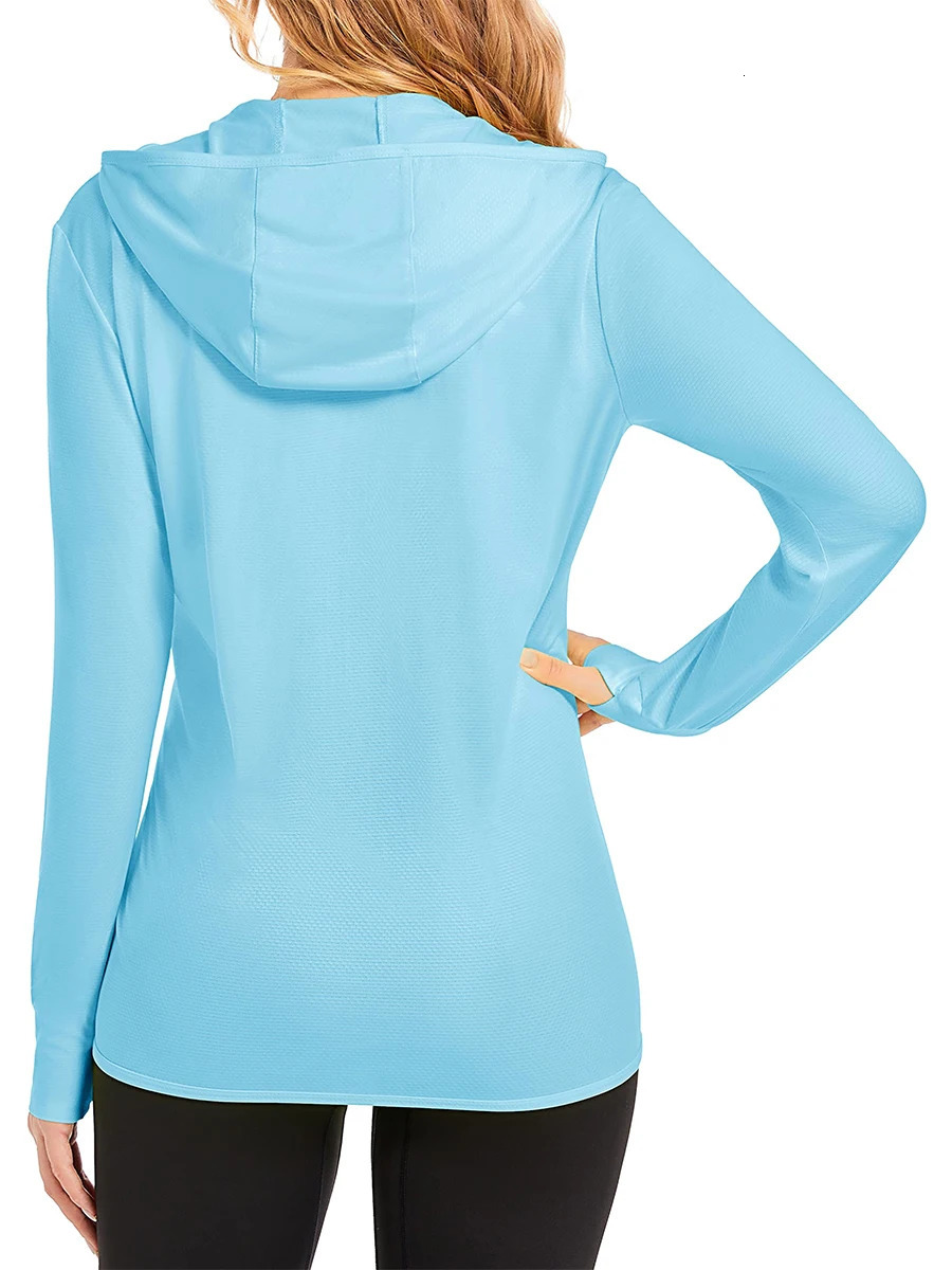 MAGCOMSEN Spring Lightweight Jackets Womens UPF 50 Sun Protection Hooded Zip Shirts Running Athletic Tops Thumb Holes Hiking 250513