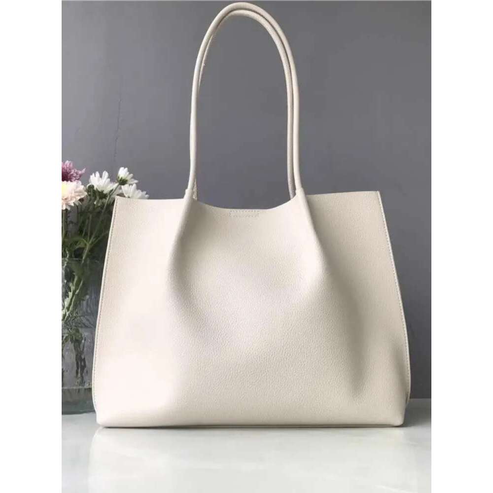 Office Ladies High Capacity Work Single Shoulder Casual Tote Handbag Soft Leather Vintage Solid Color Women Shopping Bag