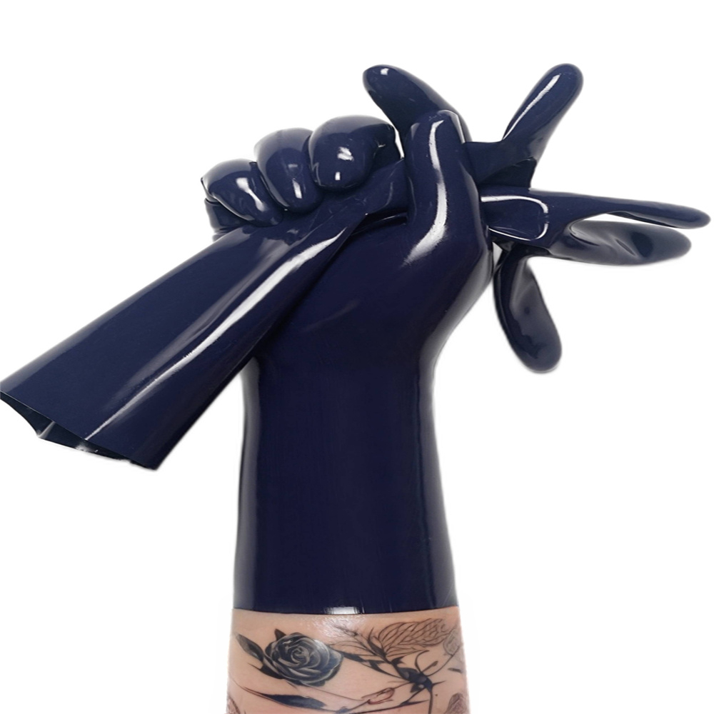 latex fashion men dark blue gloves sexy mask latex catsuits for men handmade costume rubber clubwear rubber catsuit